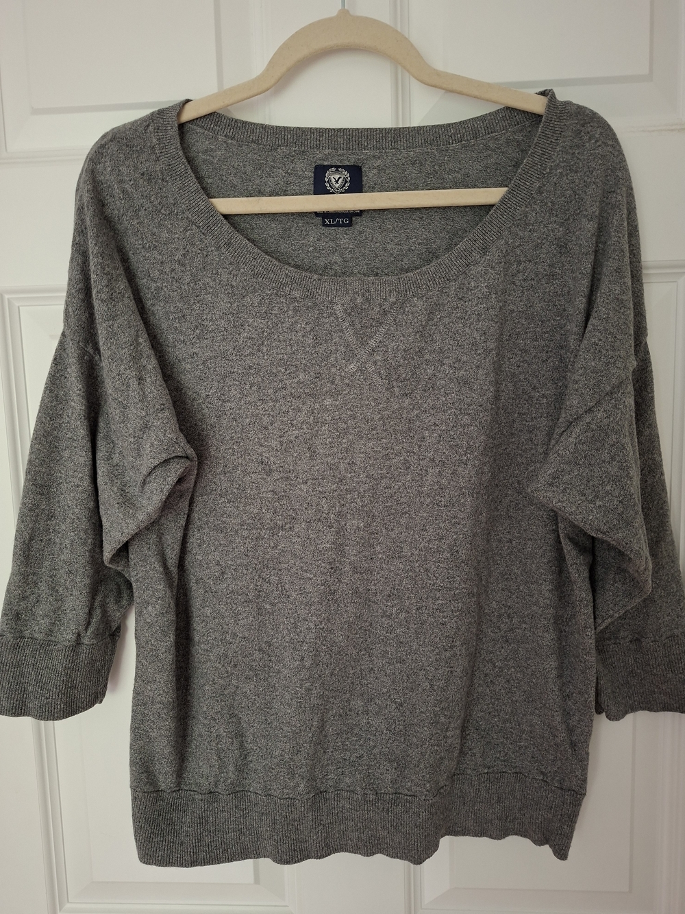 American Eagle Heather Grey Scoop Neck Dolman Sleeve Knit Sweater, Size XL